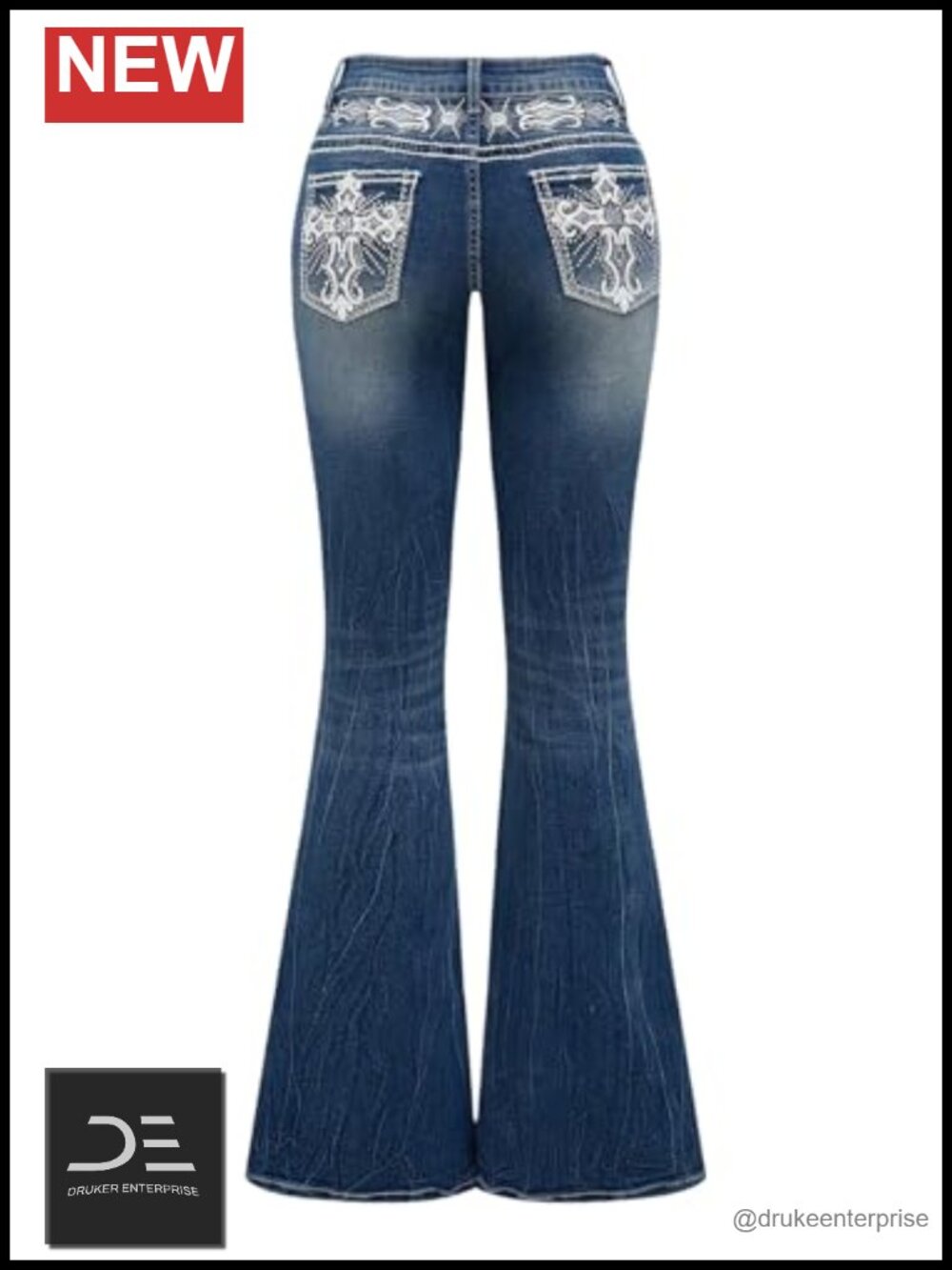 Y2K Flare Bell Bottom Jeans Women's Embroidered Stretch Denim Pants